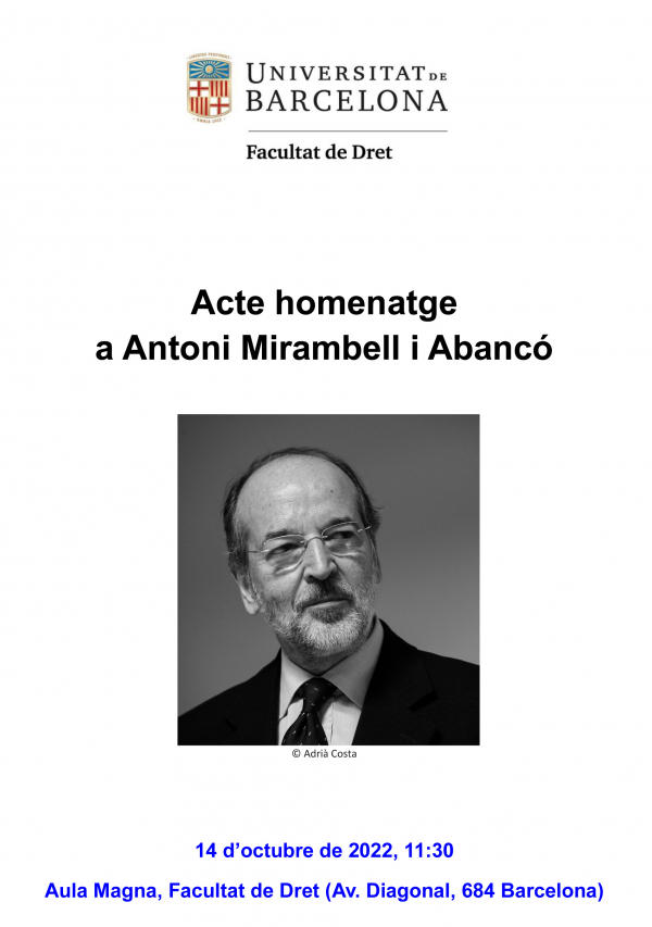 Acte Homenatge Dr. Antoni Mirambell Abancó