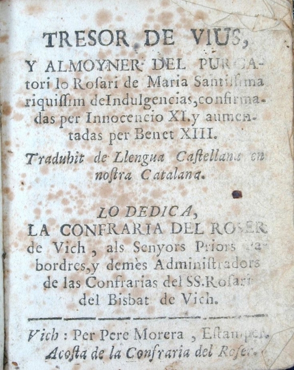 Inventari de Llibres i opuscles impresos a Vic i comarca d'Osona