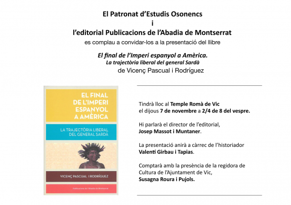Invitació presentació llibre de Vicenç Pascual